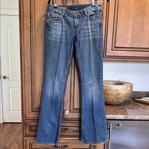 Women's Blue Flare wide leg  Jeans - Classic Faded Wash